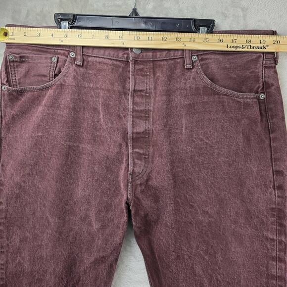 Levis 501xx Jeans Mens 42x32 (Actual 40x29) Maroon Denim Straight Leg Grunge - Picture 11 of 15